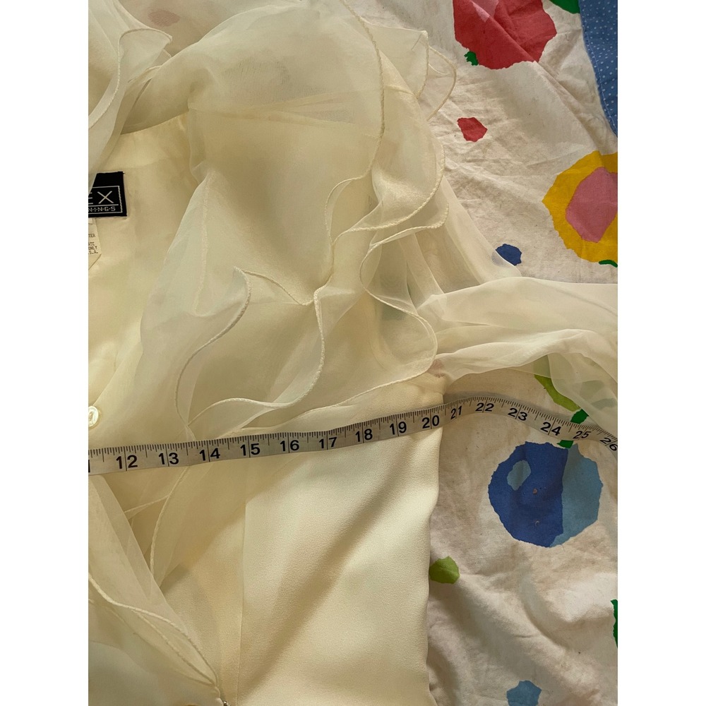 Vintage Alex Evenings White Organza Ruffle Blazer and Pant Set Size 8 - Picture 6 of 10